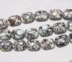 Mosaic Magnesite Sky Blue Flattened Barrels, 14x18mm