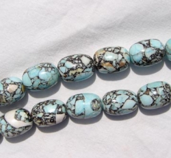 Mosaic Magnesite Sky Blue Barrels, 13x18mm