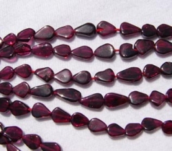 Red Garnet Long Drill Flat Teardrop, 7x5mm