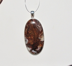 Crazy Lace Agate Oval Pendant, Sterling Bezel