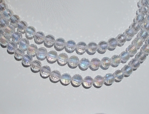 Aurora Quartz Laser Faceted Rounds, 8mm