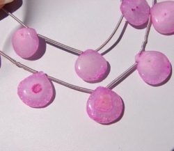 Solar Quartz Hot Pink Briolettes, 11-13mm