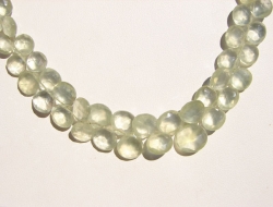 Prehnite Faceted Briolettes, Graduated 7-10mm