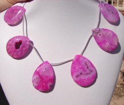 Solar Quartz Hot Pink Briolettes, 36-38mm, each