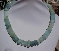 Blue Aquamarine Hexagon Barrels, 13-14mm