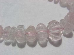 Carved Rose Quartz Rondels, Graduated