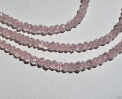 Rose Quartz Hand Faceted Rondels, 4-5mm