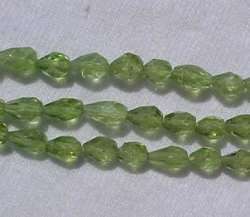 Peridot Faceted Longdrill Teardrops, 6x4mm