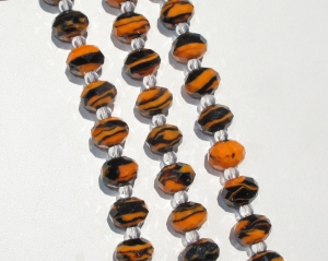 Czech Faceted Tiger Stripe Rondels, 12mm