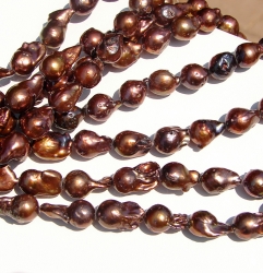 Akoya Baroque Metallic Bronze Pearls, 10-12mm