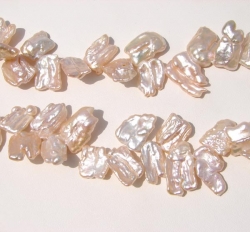 Angle Drilled Keshi Flakes, Sheer Pink, 17x14mm