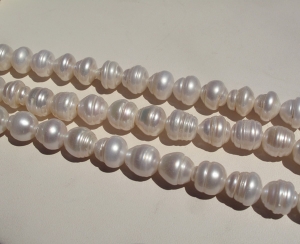 Wild White Large Hole Pearls, 11-12mm potato