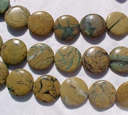 Tan & Turquoise Jasper Coins, 25mm