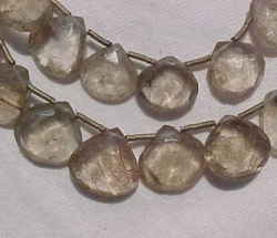 Copper Rutilated Quartz Briolettes, 13-14mm