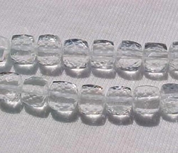 Clear Quartz Faceted Cubes, 6mm, per piece