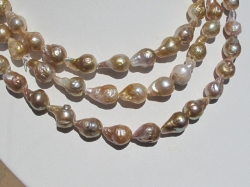 Akoya Freshwater Fireball Goldwashed Pink Pearls, 9-9.5mm