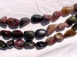 Multi Color Tourmaline Dark, Polished Pebble Nuggets, 13x18mm