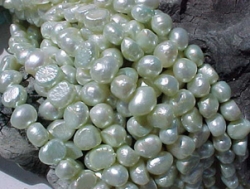 Soft Green Chiffon, 8mm side drill potato