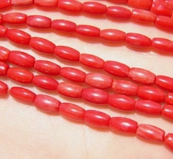 Red Coral Barrels, 4x8mm