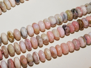 Natural Pink Opal Rondels, 12mm, 8" String