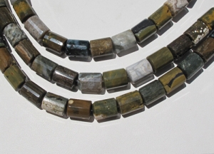 Ocean Jasper Faceted Short Barrel, 10x13mm