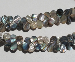 Abalone Top Drill Teardrops, 12x9mm, 8" string