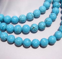 Round Magnesite Turquoise Bright Blue, 12mm