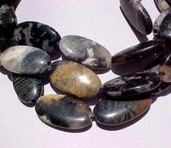 Silver Leaf Jasper Ovals, 27x15mm