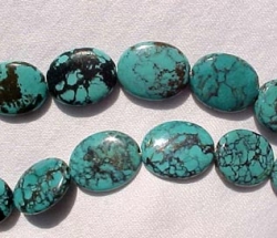 Blue Spiderweb Turquoise Ovals, 18x25mm