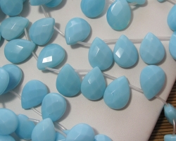 Blue Turquoise Quartz Briolette, 13x18mm, each