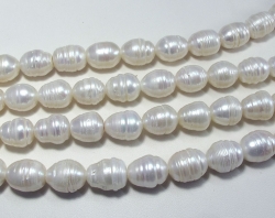 Wild White Large Hole Pearls, 11-12mm rice