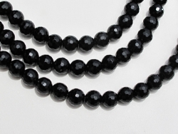 Black Onyx Faceted Large Hole Rounds, 10mm