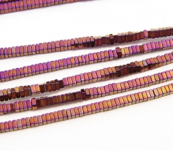 Copper Violet Titanium Hematite Squared Heshi, 2mm