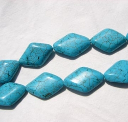 Magnesite Turquoise Twist Diamonds, 20x29mm