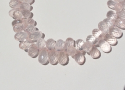 Rose Quartz Teadrop Briolettes, Graduated