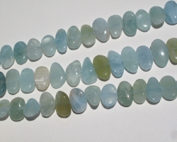 Blue Mix Aquamarine Flat Pebbles, 9x14mm