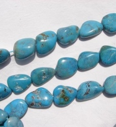 Tumbled Nugget Turquoise, Dark Sky Blue, 14x22mm