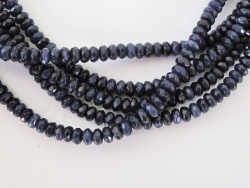 Indigo Blue Jade Faceted Rondels, 4mm