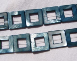 Silvery Teal MOP Open Squares, 20mm