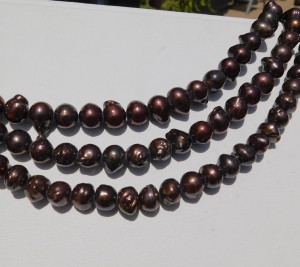 Dark Sable Baroque Side Drill Pearls, 11-12mm