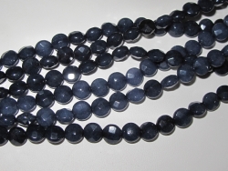 Indigo Blue Jade Faceted Coins, 8mm