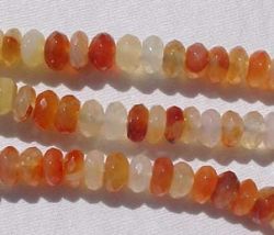 Carnelian Mix Faceted Rondels, 10mm