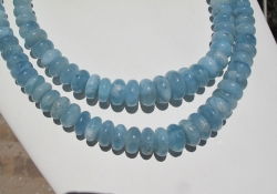 Blue Aquamarine Rondels, Graduated 10-18mm