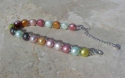 Single Strand 8mm Pearl Bracelet, Jewel Mix, Adjustable