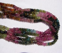 Multi Color Tourmaline Faceted Rondels, 4.5-5mm