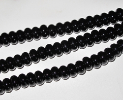 Black Onyx Polished Large Hole Rondels, 8mm