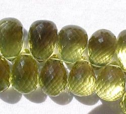 Lemon Topaz Teadrop Briolette, 12x8mm, each