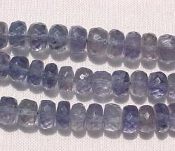 Iolite Faceted Rondels, 7-8mm