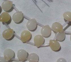 Creamy White Jade Polished Briolettes, 11x9mm