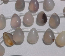 Light Blue-Grey Agate Briolettes, 14x10mm